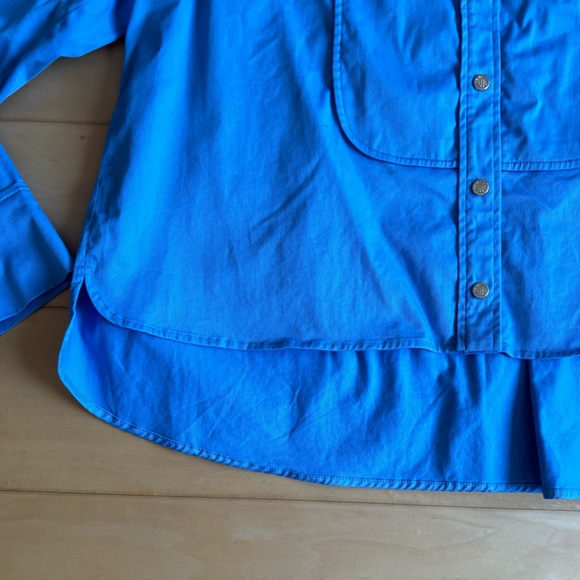Maje Cinema Cropped Blue Button Down Shirt - Picture 12 of 17